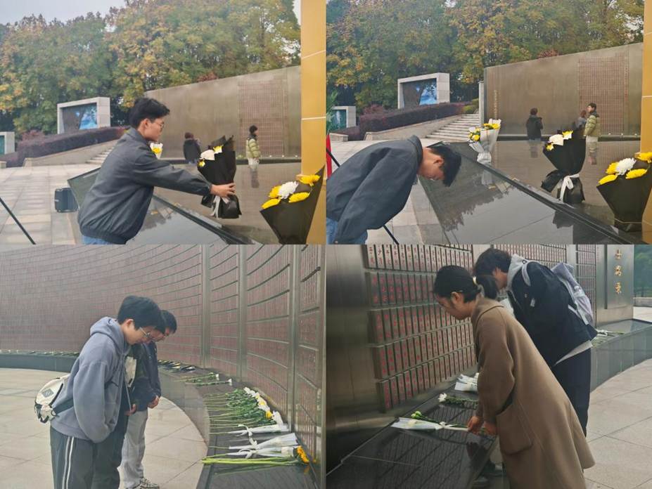 室外鞠躬献礼照片